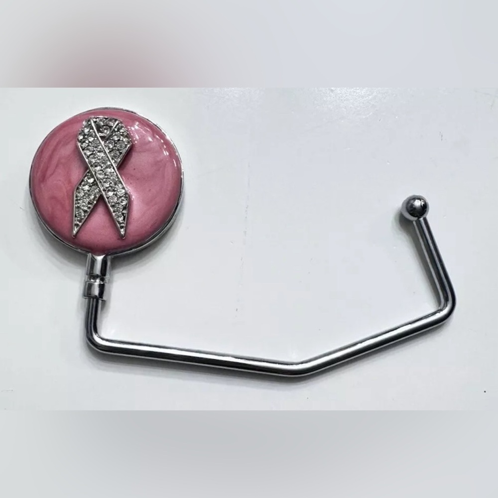 Spring Street Design Pink Ribbon Breast Cancer Handbag Purse Holder rhinestones